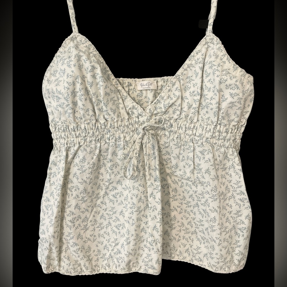 Brandy Melville | JOHN GALT Ivory and Blue Floral Camisole, one size